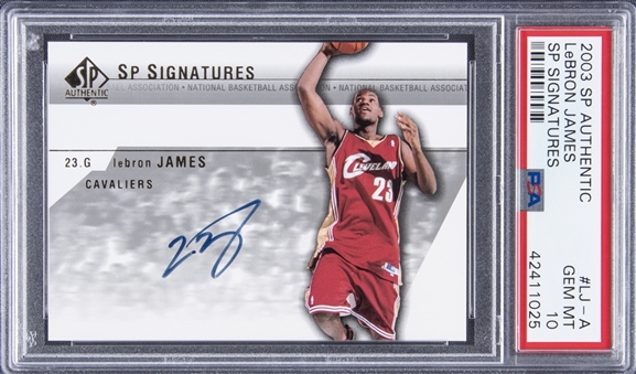 2003-04 SP Authentic "SP Signatures" #LJ-A LeBron James Signed Rookie Card -  PSA GEM MT 10